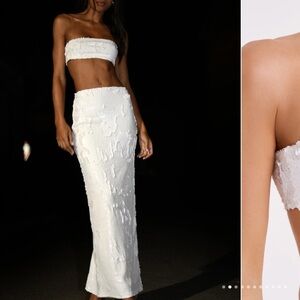 White Sequin two piece set
